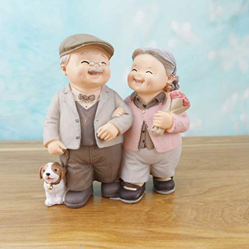 Homoyoyo Elderly Couple Figurines,Loving Couple Sculpture Grandparents Parents Statues for Christmas Valentine Day Wedding Anniversary Present - Image 2