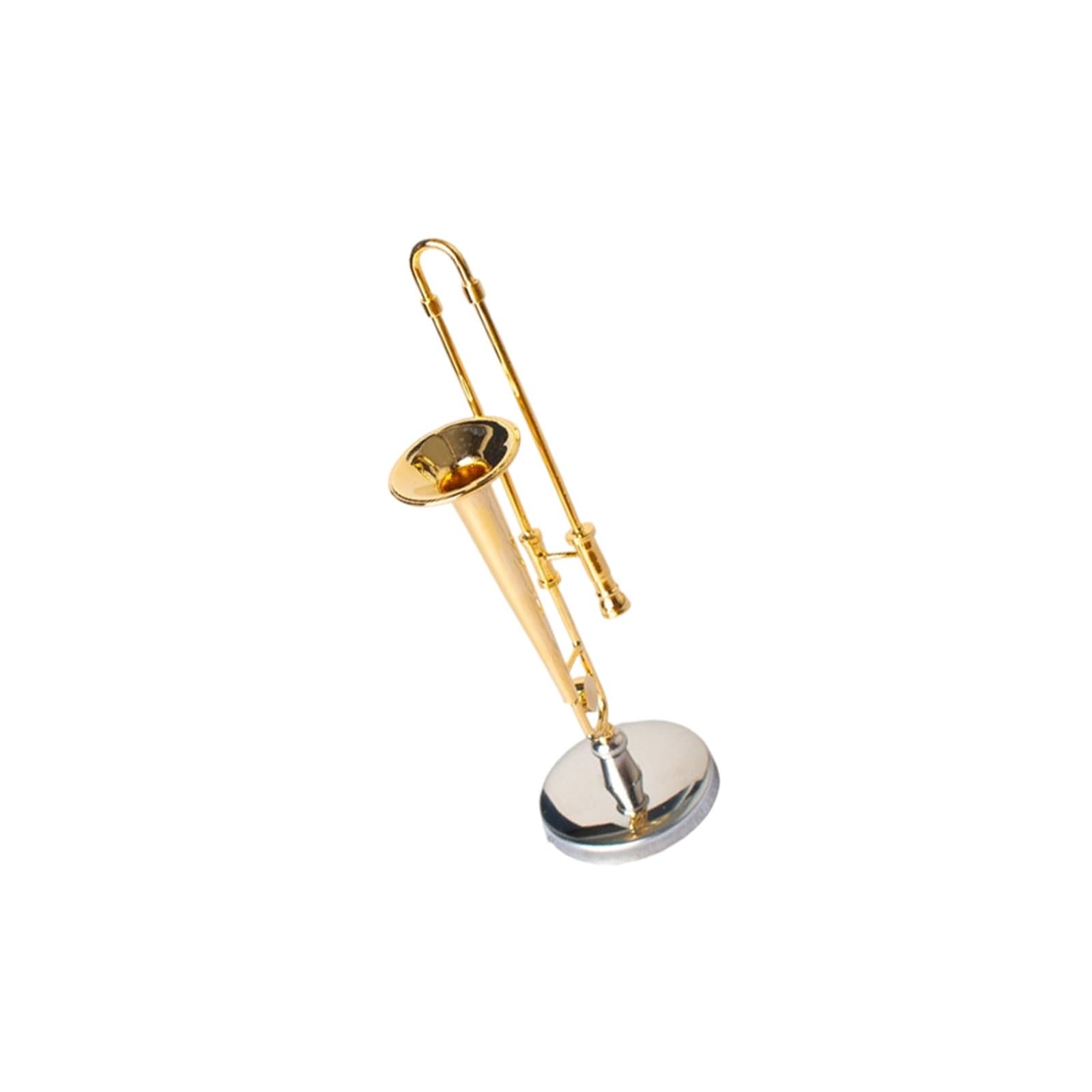 ZXFJYUIP Gilded Bronze Trombone Model Western Musical Instrument Ornament(9CM)