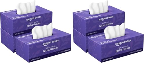 Image of Amazon brand- Amazon Basics 2-Ply Facial Tissue paper 600 pulls | 200 pulls x Pack of 6| Soft & Gentle| Chemical-Free