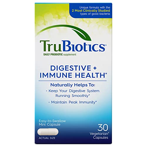 TruBiotics Daily Probiotic, 30 Capsules - Gluten Free, Soy Free Digestive + Immune Health Support Supplement for Men and Women (New Look)
