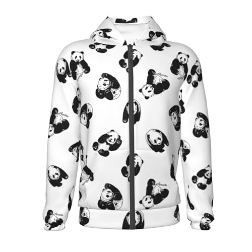 Giant Pandas Kid Hoodies Boys Zip Up Sweatshirts Girls Pullover with Pocket2