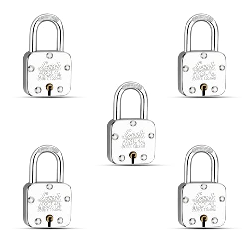 Image of Link Atoot 45mm Padlocks 5Pcs Set | Double Locking | Steel Body | Hardened Shackle | 5 Brass Levers | Made in India | 3 Keys for Each Padlock