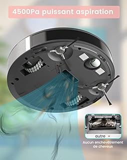 Lefant Aspirateur Robot avec Télécommande N1,4500Pa Puissant Aspiration,165min d'Autonomie, Auto-Charge Robot Aspirateur, Version sans WiFi, Idéal pour Les Poils d'animaux Sol Dur Tapis