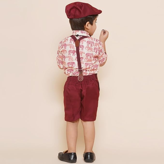Image of AJ DEZINES Kids Casual Wear Clothing Cotton Shirt Short Set For Boys