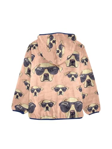 Sunglasses Dogs Girls Fleece Jacket Girls Fall Jacket Boys Coats Zip Up Hoodie Children Sherpa Warm Outerwear 2-10T2