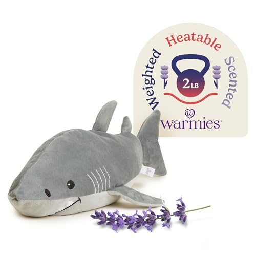 warmies Microwavable Stuffed Animals, Shark - Heated Stuffed Animal Plushie for Warmth & Comfort - Cute Soft Plush Toys for Adults & Children (Boys, Girls, Babies & Toddlers)