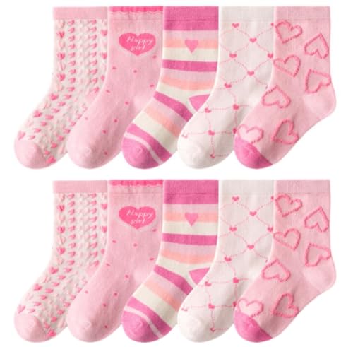 Toptim Kids Girls' Crew Socks Cute Casual Dress Cotton Socks 3-12 Years