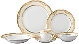 Lorren Home Trends 24 Piece Isabella Design Porcelain Wavy Edge Dinnerware Set Thumb #1
