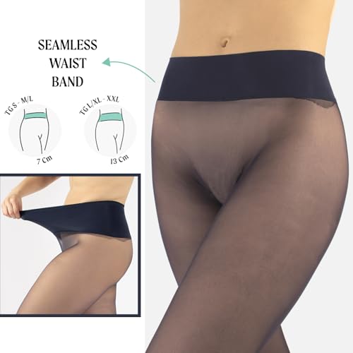 Image of CALZITALY Seamless Sheer Tights, Comfortable Waistband, 15 Denier Pantyhose Multi Colors Made in Italy