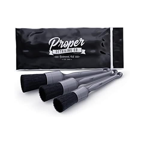 Car Detailing Brush Set, 3 Pack Synthetic Detailing Brushes, Clean Interior or Exterior, Wheels, Tires, Engine Bay, Leather Seats, Car Detailing Kit, Detailing Brush Cover