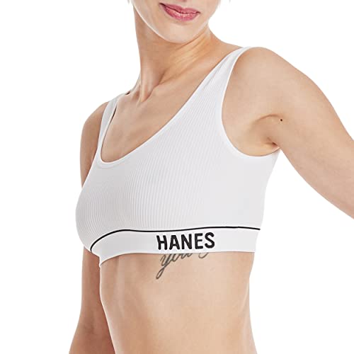 Image of Hanes Women's Originals Seamless Rib Crop Bralette, Scoop Neckline Pullover Wireless Bra, ComfortFlex Fit