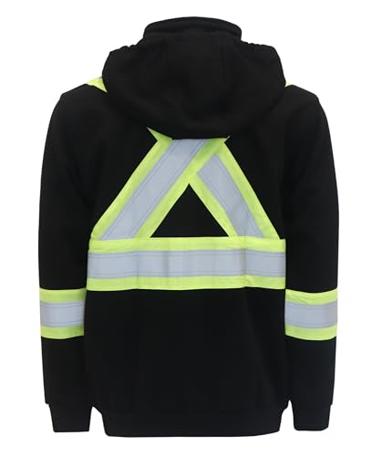 BOCOMAL FR Hoodies High Visibility 14oz Fleece Heavyweight Hi-vis Jackets Flame Resistant Reflective Hooded Sweatshirts3