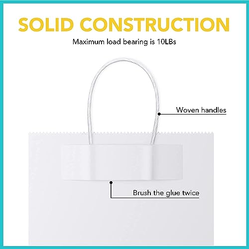 Image of Aakriti Craft Paper Bags, SMALL Gift Bags with Handles, Small Craft Shopping Bags for Boutique, Small Business, Retail Store, Gifts & Merchandise 8 inchx3 inchx10 inch WHITE (10PCS WHAT)