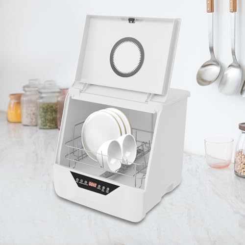 Image of Portable Countertop Dishwasher, 800W Mini Dishwasher 15.24x14.69x15.43in Dish Washing Machine with 4 Functions, 55dB Ultra-Quiet for Small-Sized Houses (White-4)