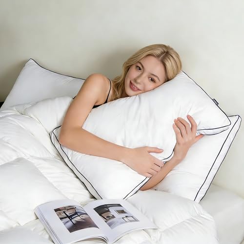 DOWNCOOL Goose Down Bed Pillows Queen Size Set of 2, Pillow Soft Support for Side, Back or Stomach Sleepers, for Better Sleep Experience, White 20" x 30" by DOWNCOOL - Image 7