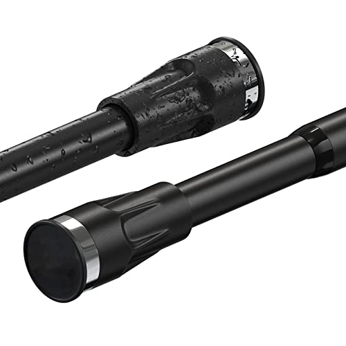 Barra De Cortina De Ducha Telescópica De Hierro, 177-223 CM Spring Barra para Cortinas de Ducha Extensible sin Taladro - Con Ventosa Fija Para Ducha Y Bañera/Negro Mate Cover