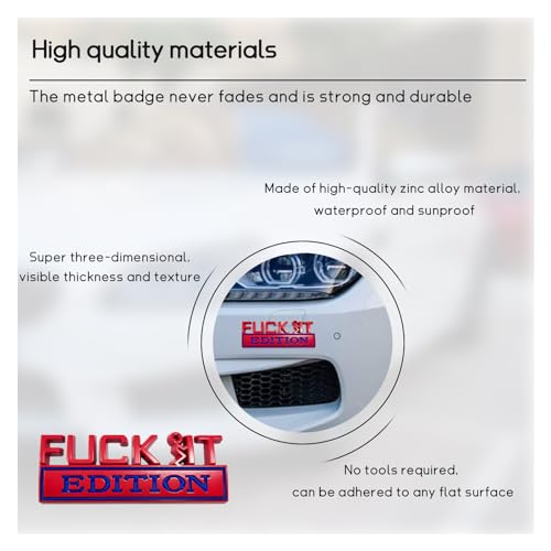 Image of Dickno Fuck It Edition Emblem for Car, Auto Fender Bumper Decoration Stickers, Vehicle 3D Side Fender Rear Trunk Decal Badge, Universal Exterior Accessories for Car (Red & Blue)