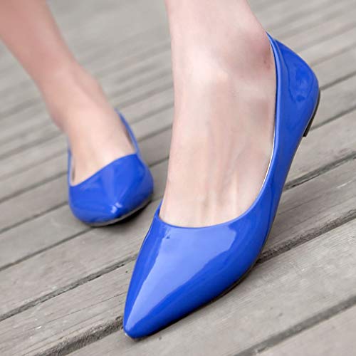 MAVMAX Women's Patent Leather Ballet Flats Pointed Toe Pumps4