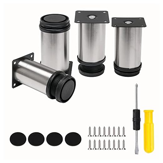 BQLZR Stainless Steel Kitchen Adjustable Feet Round 2" Dia Furniture Leg Pack of 4