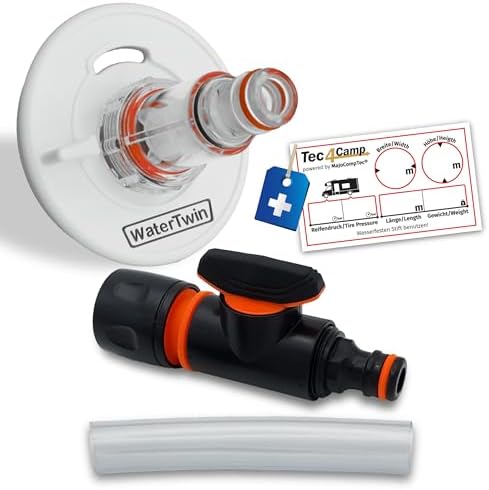 MaJoCompTec® WATERTWIN-PRO Tankdeckel mit Wasseranschluss | Adapter mit Filter + Ventil für Wassertankdeckel 3-PIN D:78 | Wassereinfüllstutzen Befüll Anschluss | Wohnmobil Wohnwage