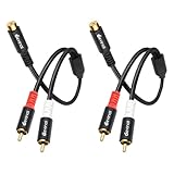 Devinal RCA Y Adapter 1 Feamle to 2 Male RCA Splitter, subwoofer Splitter Cable Gold Plated 10 inch