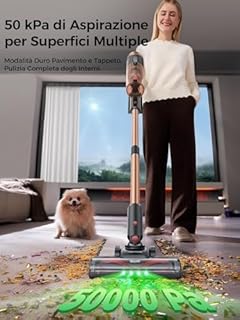 Proscenic P11 Ultra+ Aspirapolvere senza Fili Potente 500W/50Min/50KPA, Scopa Elettrica senza Fili con Spazzola Anti-Groviglio, Display LED, Batteria Rimovibile, per Pavimenti/Tappeti/Peli