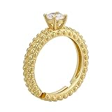 Anillo de cobre ajustable abierto con cristales de circonita en color dorado/plateado para damas.