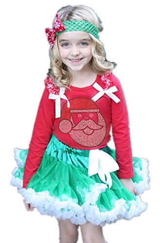 Vestido de Navidad infantil conjunto de falda verde y blanca para fotos familiares