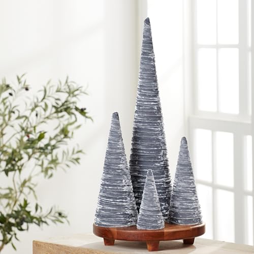 Image of Your Heart's Content Silver Velvet Trees Set of 4, Handcrafted Farmhouse, Valentine Tree Tabletop, Cozy Gift for, Modern Glam Wedding Decor, Elegant Mantle (Silver)
