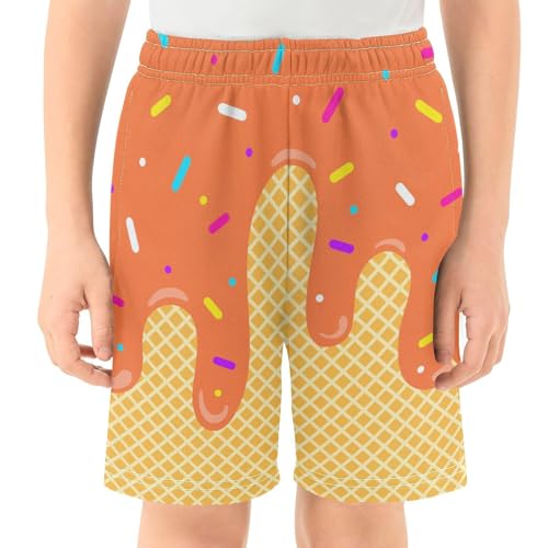 Ice Cream Boys Casual Shorts Athletic Gym Drip Baseball Shorts Elastic Waist with Pockets, Summer Sports Outdoor Home Wear2