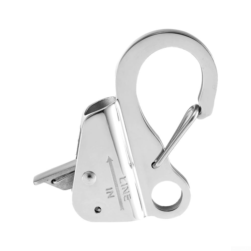 HaloModora 316 Stainless Steel Sliding Rope Hook for Boat for FENDER, Adjustable Line Clip Set for Yacht Bumper and Docking Safety(5/8in)
