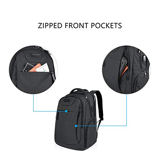 Kroser Laptoprugzak, voor laptops van 15,6 - 17,3 inch (39,6 tot 43,9 cm), waterafstotende schoolrugzak, dagrugzak, met USB-aansluiting, geschikt voor op reis, kantoor, school, uniseks 17,3 inch - Image 6