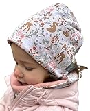 HECKBO 360° Reflektor Kinder Mütze & Loop Schal Set - Waldtiere Vlies Innen Winter - 2-6 Jahre - 95% Baumwolle - weiches & pflegeleichtes Stretch-Material