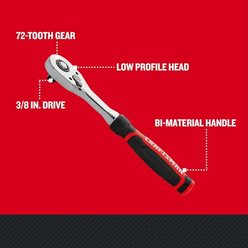 Trinquete de 72 dientes CRAFTSMAN 3/8 con cabezal plano de perfil bajo 3