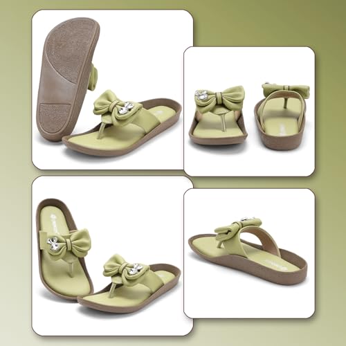Image of Women Stylish Bow Flip Flops | Soft Comfort Toe Post Slippers for Women | Casual Lightweight Everyday Wear Sandals