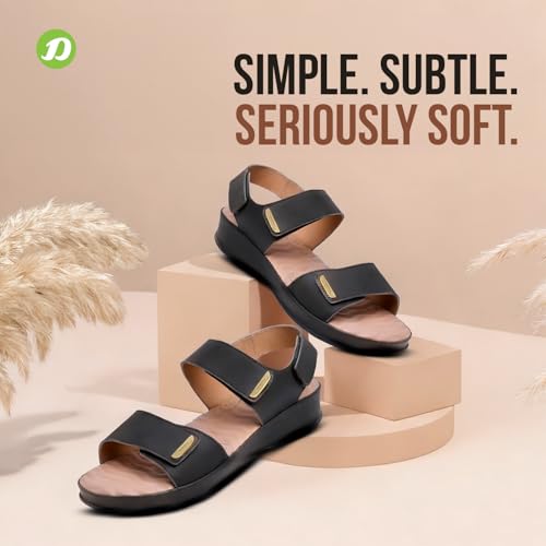 Image of DOCTOR EXTRA SOFT Women's Comfort Sandals with Memory Foam Cushion & TPR Outsole|Stylish & Lightweight Casual & Non-Slip Diabetic | Orthopedic Flip Flops /Slippers Adjustable Strap Ladies & Girls D-619