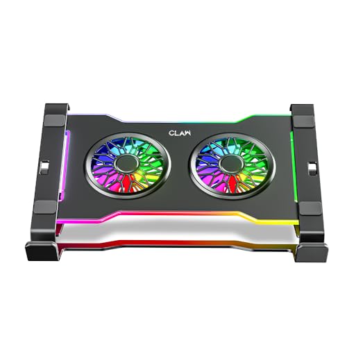 Image of CLAW Hyper Lift X2 Laptop Cooling Stand with Dual 3000RPM Fans, 7-Level Height Adjustment, 10 RGB Modes, Steel+ABS Build, DC 5V Power, 15kg Load Capacity, Compatible with 10-17 inch Laptops
