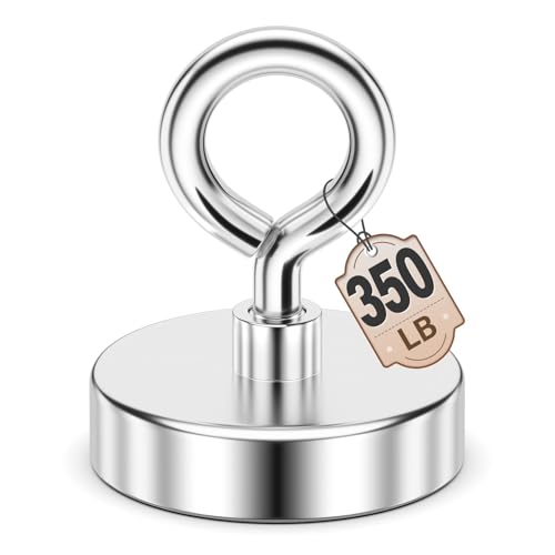 FINDMAG Strong Magnet, 350 LBS Fishing Magnet 2 Inch Neodymium Rare Earth Magnets with Lifting Eye Bolt, Heavy Duty High Power Magnets for Item Retrieval, Security Tags Removal Tool