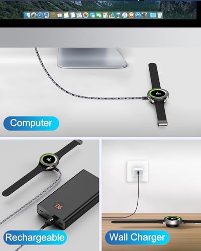 Image of Magnetic Watch Charger Compatible with Samsung Galaxy Watch 8 7 6 5 4 FE Ultra, 3.3FT Durable Nylon Braided USB A Charging Cable Dock for Galaxy Watch Ultra 47mm Classic 46mm Active 2 1 Power