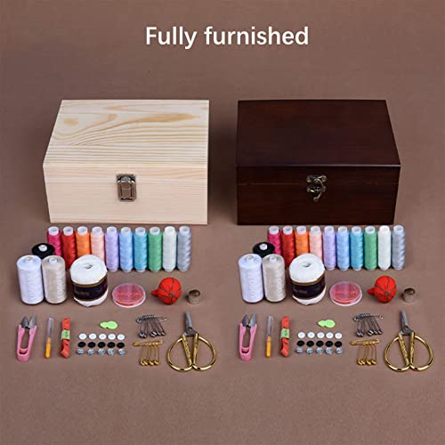 Boîte à couture en bois multifonction avec rangement bureau compact - 2
