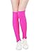Kimberly's Knit Women 80s Party Neon Capri Running Workout Leggings Leg Warmers (One Size, SapphireBlue+Hotpink)