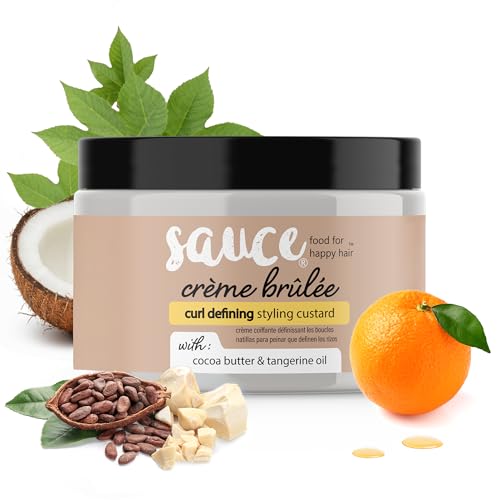 Image of SAUCE BEAUTY Creme Brulee Curl Custard (10.5 Fl Oz) Frizz Control, Detangler & Curl Defining Cream with Cocoa Butter, Coconut Oil & Tangerine Oil, Hair Styling Cream for Wavy & Coily Hair