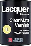 Matt Clear Lacquer 1L | Multi-Surface Sealer to Varnish Wood & Furniture, Interior & Exterior | Waterproof, Weatherproof, Fast-Drying Clear Varnish | Protective Durable Matt Finish Top Coat