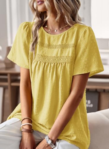 Image of Falechay Womens Summer Tops Flowy Boho Shirts Dressy Casual Short Sleeve
