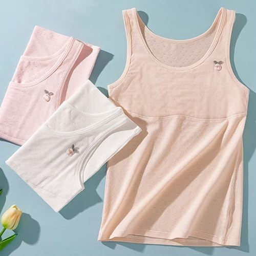 Girls Tank Top Stretch Sleeveless Undershirts Camisole with Bralette Bra for 7-12 Years2