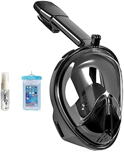 sturple Full Face Snorkeling Mask Set Design with Double Breath Space, Anti-Leak and Anti-Fog Technology Mouthpiece-Free Easybreath Perfect Mask for Adults and Kids (Black, Small/Medium)