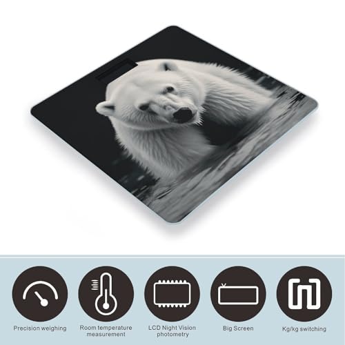 Báscula digital Polar Bear de vidrio templado para baño miniatura 3