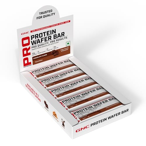 Image of GNC Protein Wafer Bar l Pack of 10 | Healthy & Tasty Bites l 10g Pure Whey Protein Snack l High Protein Wafer Bars l Dreamy Chocolaty Flavor l 0 Trans Fat l 0 Sugar l No Palm Oil