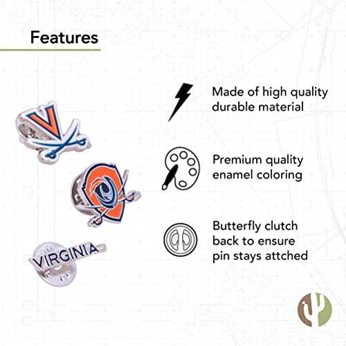 Image of Desert Cactus University of Virginia Lapel Pin UVA Cavaliers Made of Metal for Formal Wear, Bag and Hat Jewelry, and Tie Tack (Pin Set)