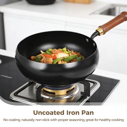Wok de Hierro Fundido con Base Plana y Mango de Madera miniatura 5